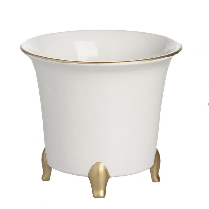 Large White and Gold Cachepot