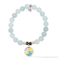 Larimar Charm Collection: Blue Aquamarine Stone Bracelet with Larimar Rising Sun Sterling Silver Charm