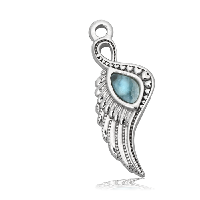 Larimar Charm Collection: Moonstone Stone Bracelet with Larimar Angel Blessings Sterling Silver Charm