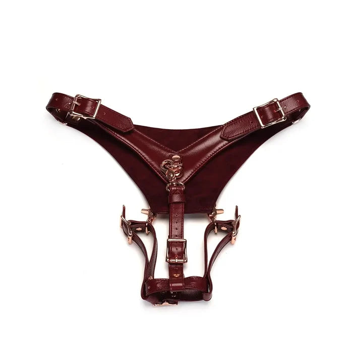 Wine Red Collection Leather Deluxe Hands-Free Wand Harness - Burgundy