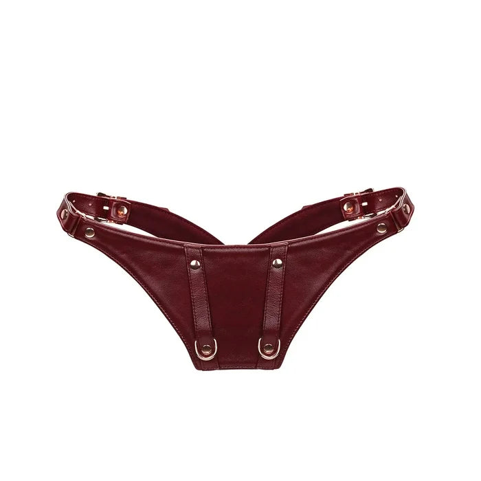 Wine Red Collection Leather Deluxe Hands-Free Wand Harness - Burgundy