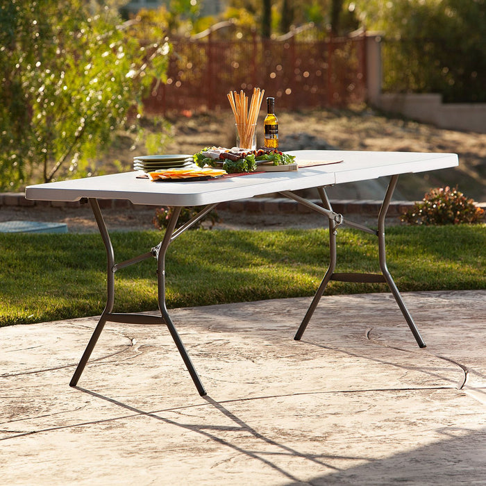 Lifetime 6' Fold-in-Half Light Commercial Grade Table, White Granite