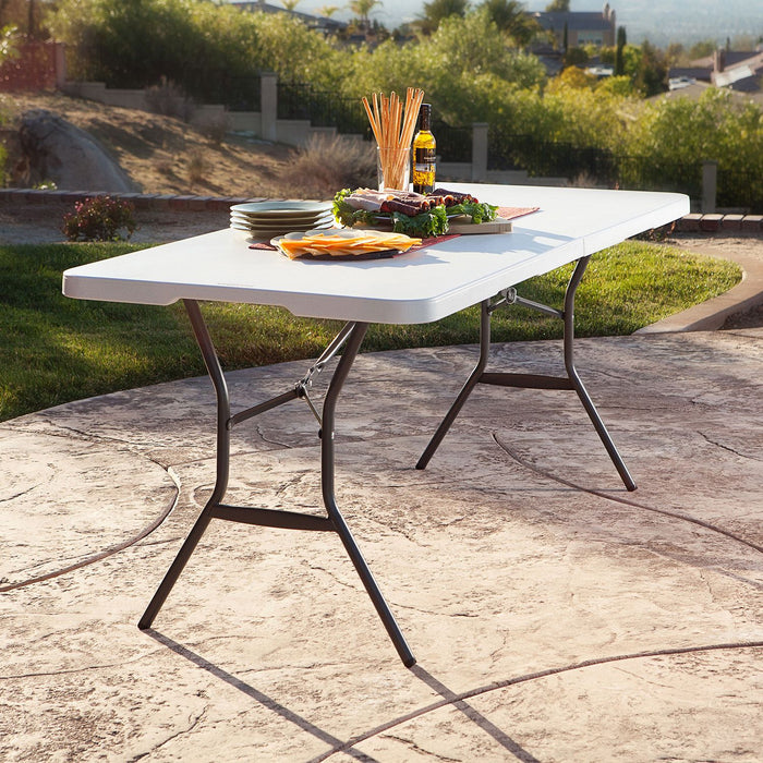 Lifetime 6' Fold-in-Half Light Commercial Grade Table, White Granite