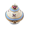 Floral Light Blue & Gold Cone Shape Porcelain Limoges traditional French Trinket Box