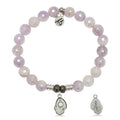 Mauve Jade Gemstone Bracelet with Oyster Sterling Silver Charm