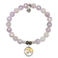Mauve Jade Gemstone Bracelet with Rising Sun Sterling Silver Charm