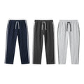 Men's 3 Pack Side Stripe Joggers – Cotton Blend Sweatpants with Drawstring Waist