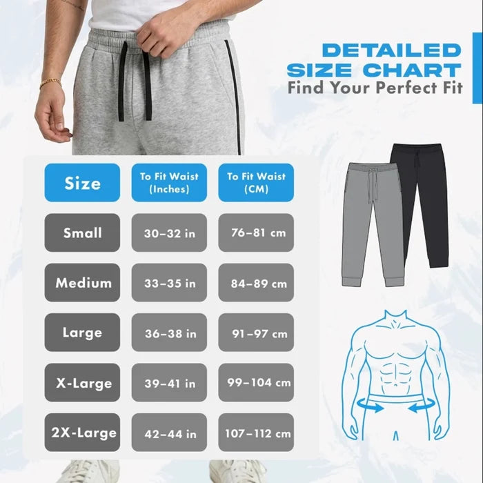 Men's 3 Pack Side Stripe Joggers – Cotton Blend Sweatpants with Drawstring Waist