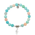 Multi Amazonite Gemstone Bracelet with Music Note Sterling Silver Charm