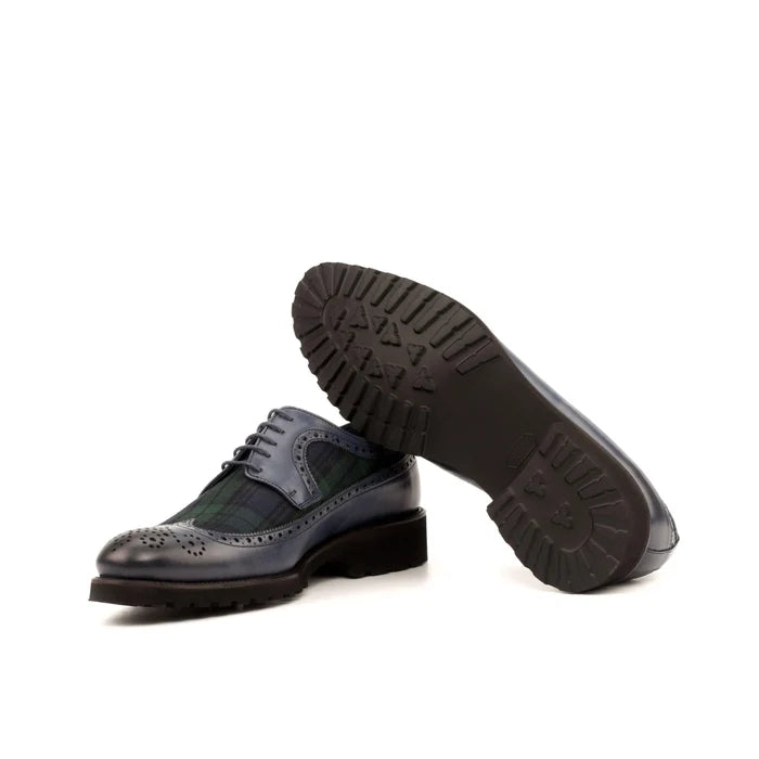 Nakoda Longwing Blucher II mens blue green wingtip blucher shoe