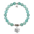 Peruvian Amazonite Gemstone Bracelet with Lucky Dice Sterling Silver Charm