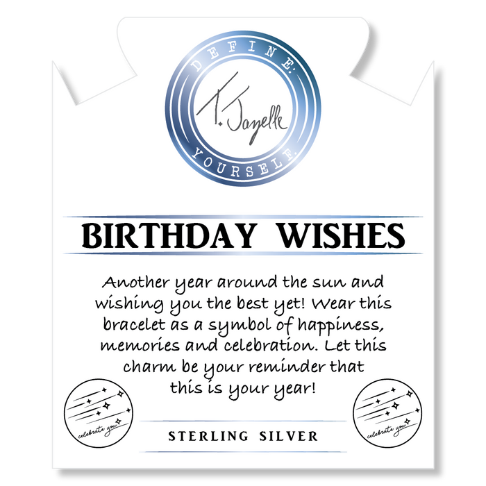 Peruvian Turquoise Gemstone Bracelet with Birthday Wishes Sterling Silver Charm