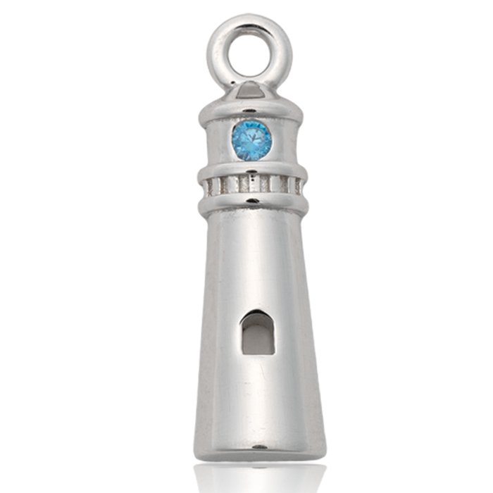 Peruvian Turquoise Gemstone Bracelet with Lighthouse Sterling Silver Charm