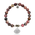 Pink Rhodonite Gemstone Bracelet with Seashell Sterling Silver Charm
