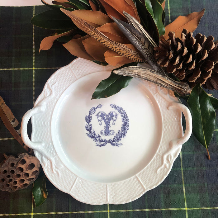 Porcelain Basketweave Cake Plate with Handles