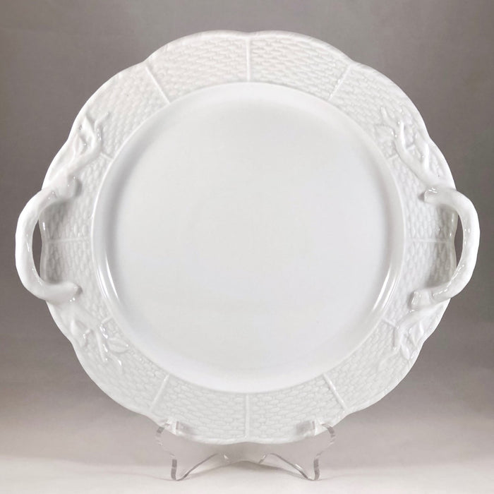 Porcelain Basketweave Cake Plate with Handles