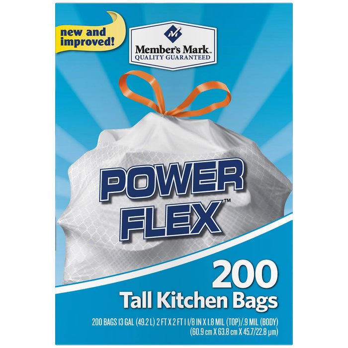 Power Flex Tall Kitchen Simple Fit Drawstring Bags (13 gal., 200 ct.)