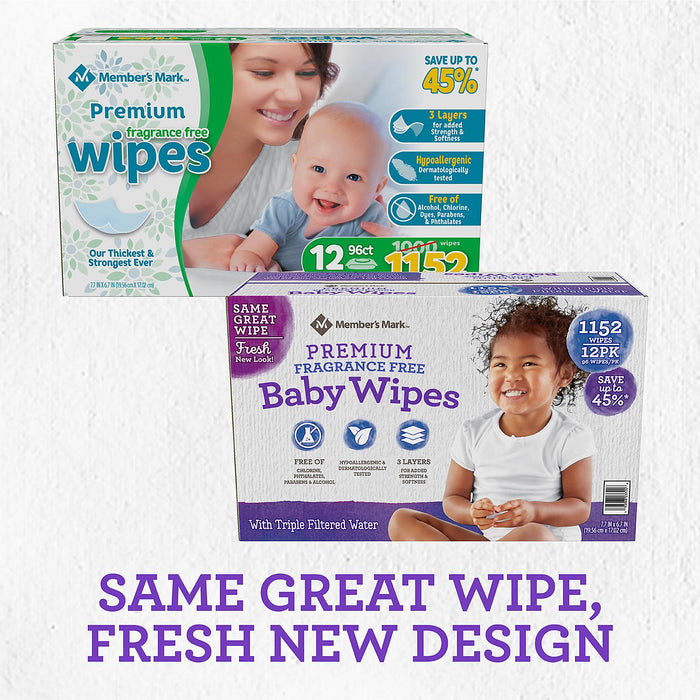 Premium Fragrance Free Baby Wipes (1152 ct.)