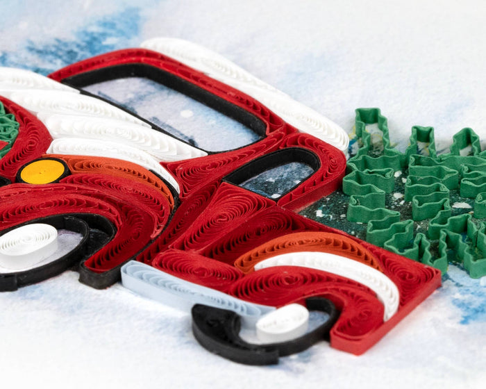 Quilled Christmas Truck Greeting Card