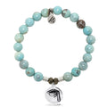 Robins Egg Agate Gemstone Bracelet with Grad Cap Sterling Silver Charm