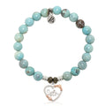 Robins Egg Agate Gemstone Bracelet with Heart Sister Sterling Silver Charm