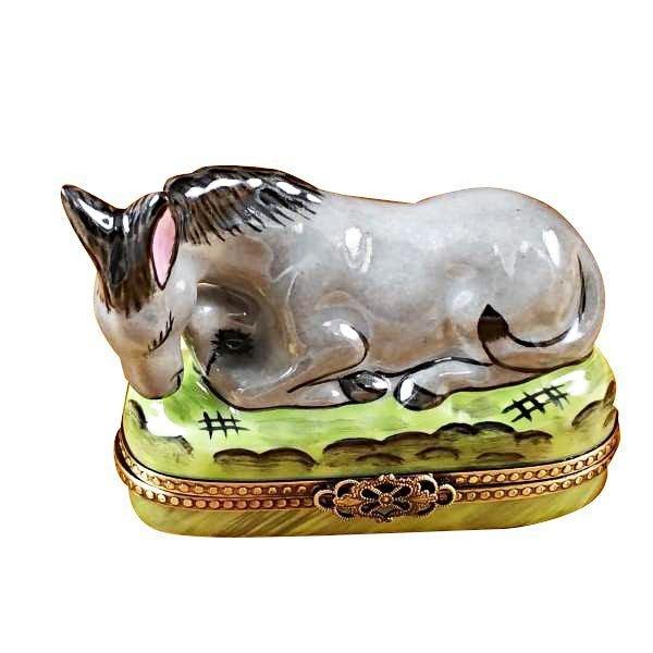 Donkey Porcelain Limoges nativity wild animals farm French Trinket Box
