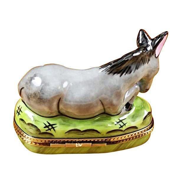 Donkey Porcelain Limoges nativity wild animals farm French Trinket Box