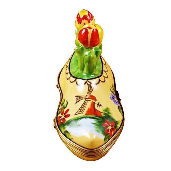 Dutch Clog with Tulips Porcelain Limoges shoe garden flowers travel French Trinket Box