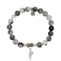 Rutilated Quartz Gemstone Bracelet with Angel Blessings Sterling Silver Charm