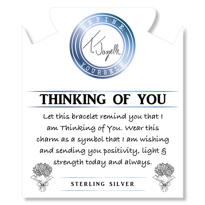 Rutilated Quartz Gemstone Bracelet with Thinking of You Sterling Silver Charm