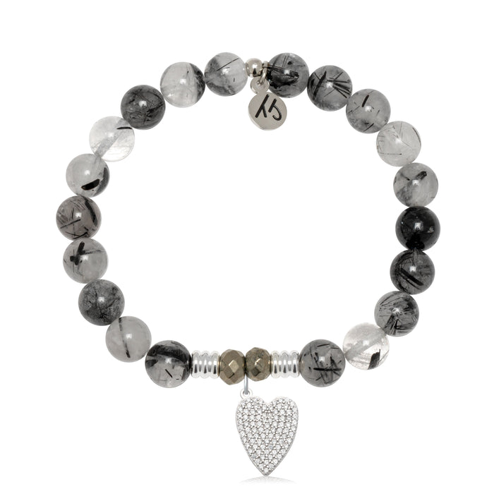 Rutilated Quartz Gemstone Bracelet with You are Loved Sterling Silver Charm