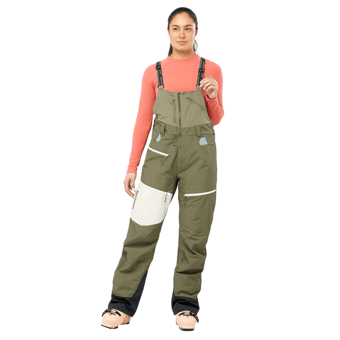 Salomon Women's QST Gore-Tex Pro Bib Pant 2024 Olive Night/Almond Milk - Comor - Go Play Outside