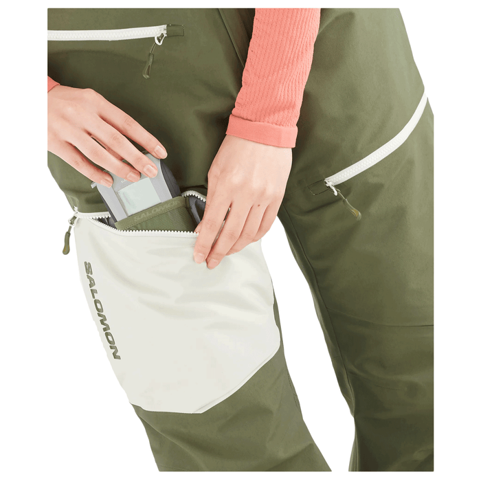 Salomon Women's QST Gore-Tex Pro Bib Pant 2024 Olive Night/Almond Milk - Comor - Go Play Outside