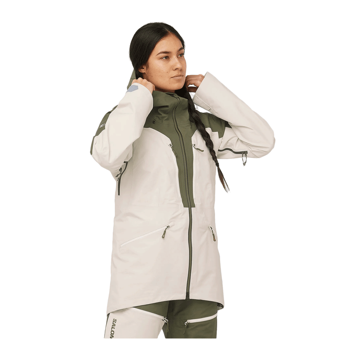 Salomon Women's QST Gore-Tex Pro Jacket 2024 Almond Milk/Olive Night - Comor - Go Play Outside