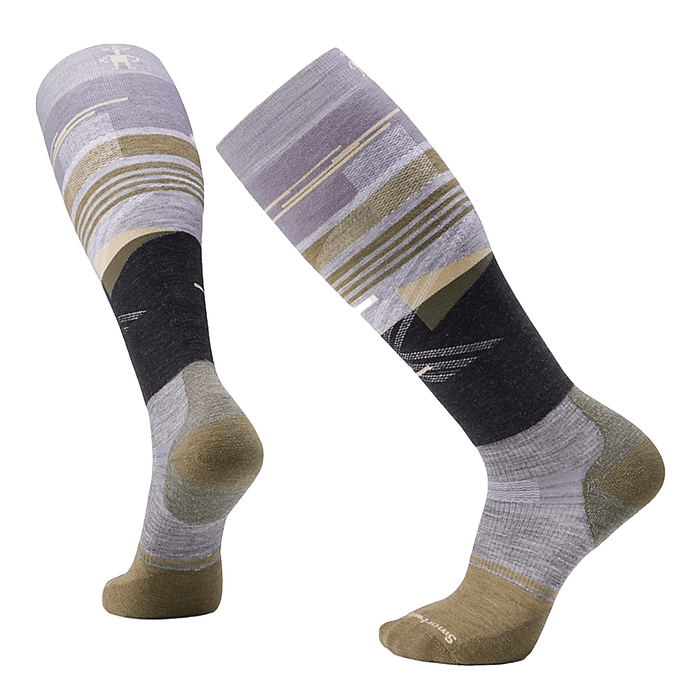 Smartwool Men's Targeted Cushion Broken Lines Pattern Snow Sock Graphite - Comor - Go Play Outside