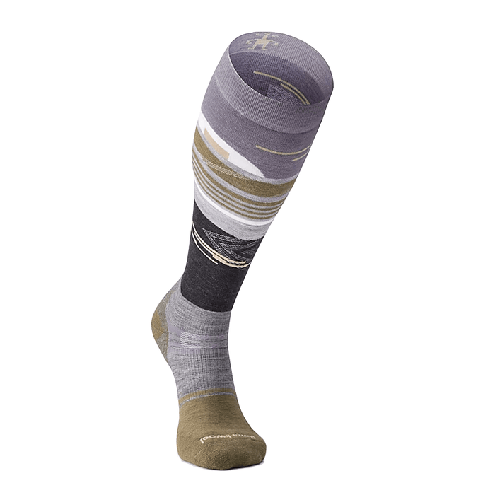 Smartwool Men's Targeted Cushion Broken Lines Pattern Snow Sock Graphite - Comor - Go Play Outside