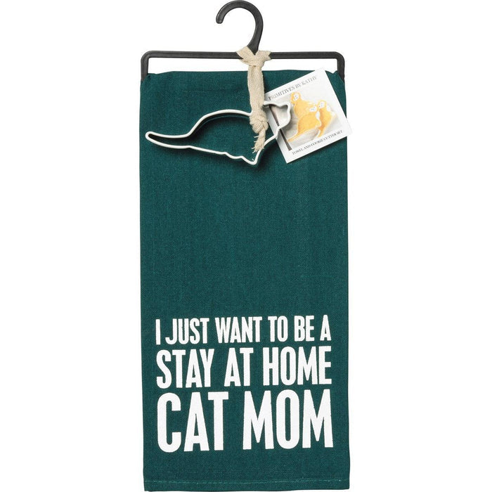 Stay At Home Cat Mom - Towel & Cutter Set