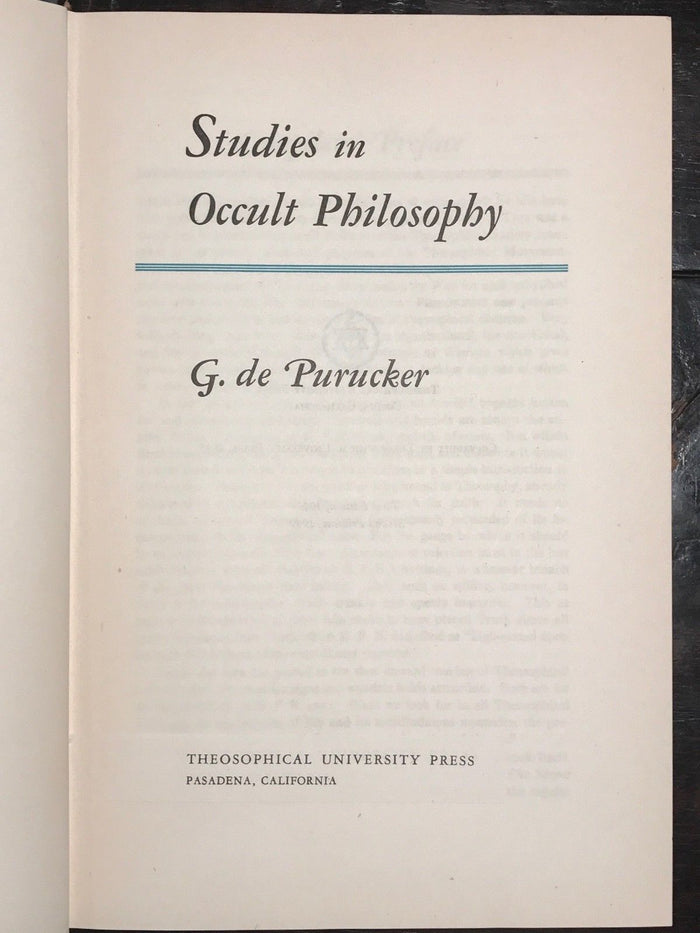 STUDIES IN OCCULT PHILOSOPHY, G. de Purucker, 1st / 2nd, 1949 OCCULT PSYCHIC