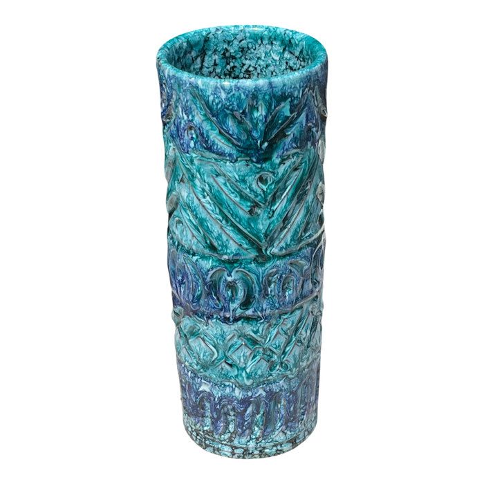 TALL NUOVO RINASCIMENTO BLUE & AQUA CYLINDER VASE (ITALY)
