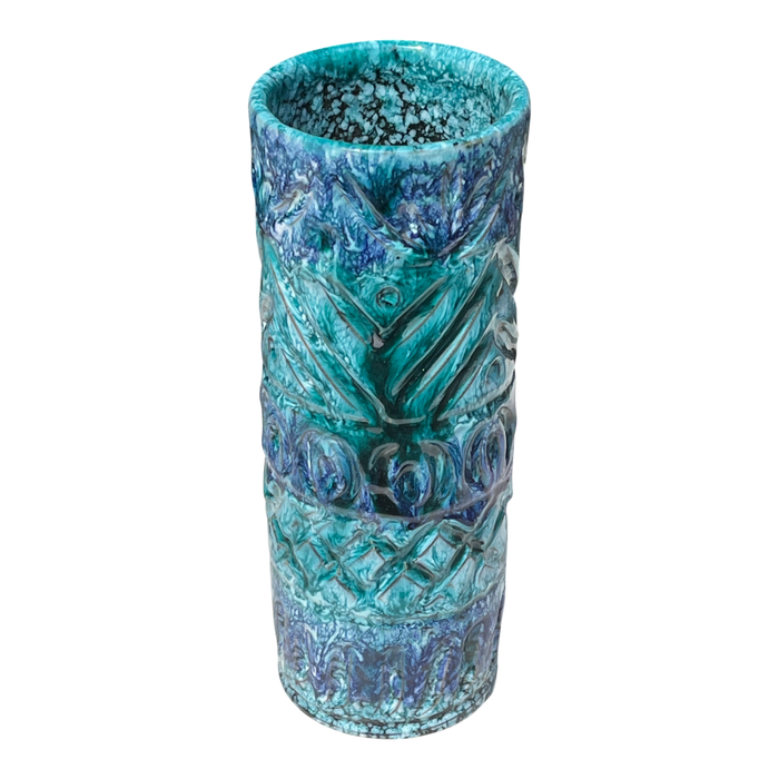 TALL NUOVO RINASCIMENTO BLUE & AQUA CYLINDER VASE (ITALY)