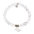 White Chalcedony Gemstone Bracelet with XO Sterling Silver Charm