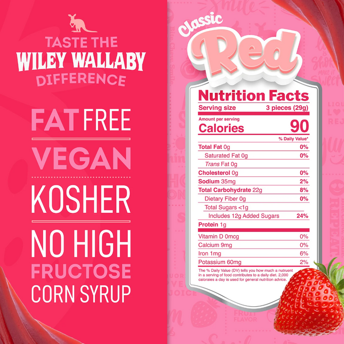 Wiley Wallaby® Soft & Chewy, Classic Red Licorice - 7.05 oz.