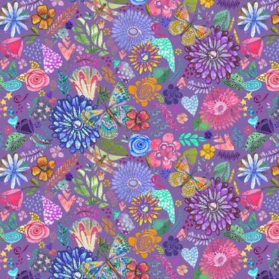 Windham Fabrics Shine On Collage Purple 54842D-6